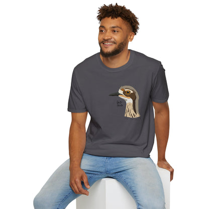 Bush Stone-curlew Head- Small design - Unisex Softstyle T-Shirt