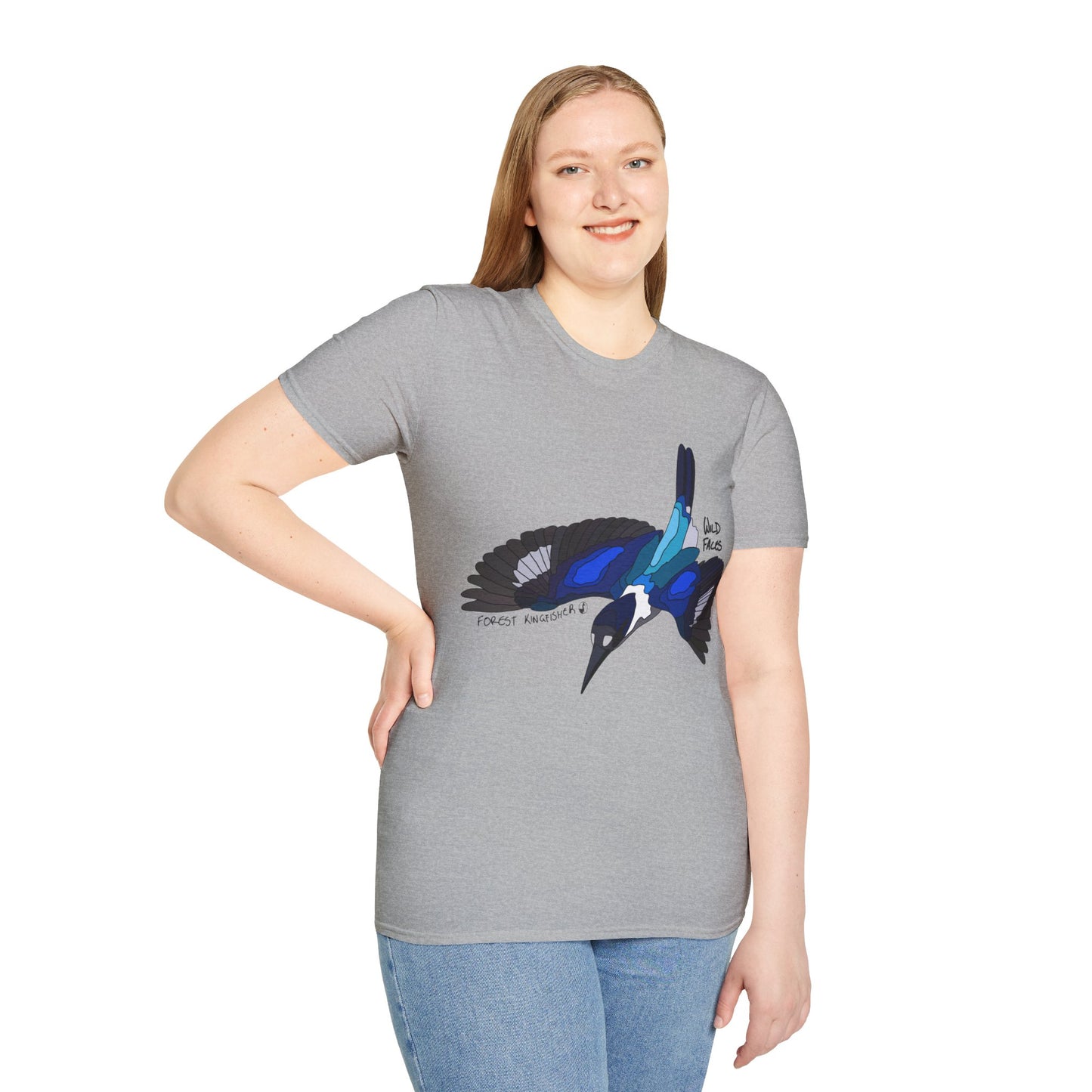 Forest Kingfisher (flying) - Unisex Softstyle T-Shirt