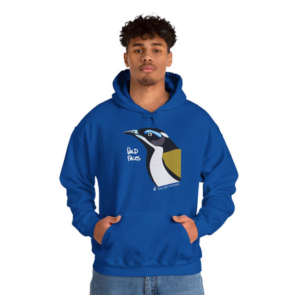 Blue-faced Honeyeater  (white font) | Unisex Heavy Blend™ Hooded Sweatshirt