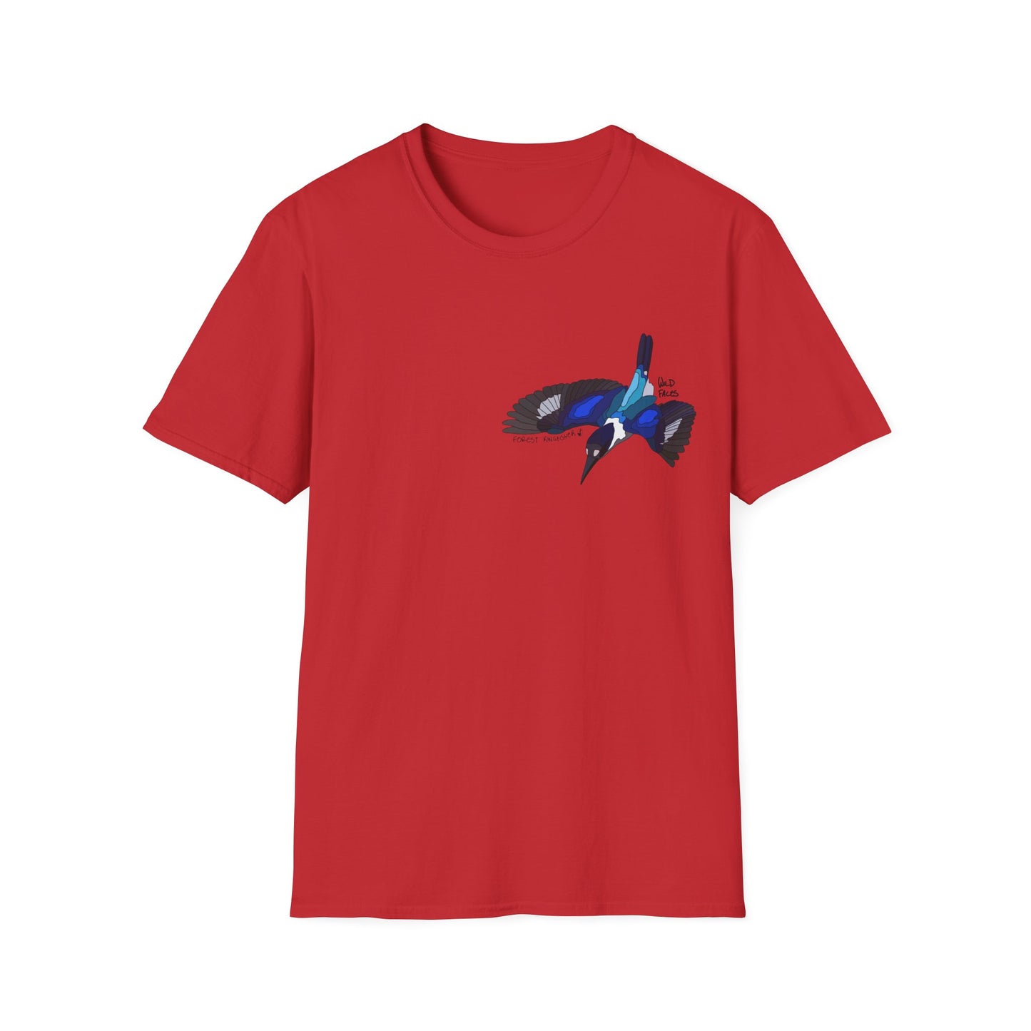 Forest Kingfisher (flying) - Small design - Unisex Softstyle T-Shirt