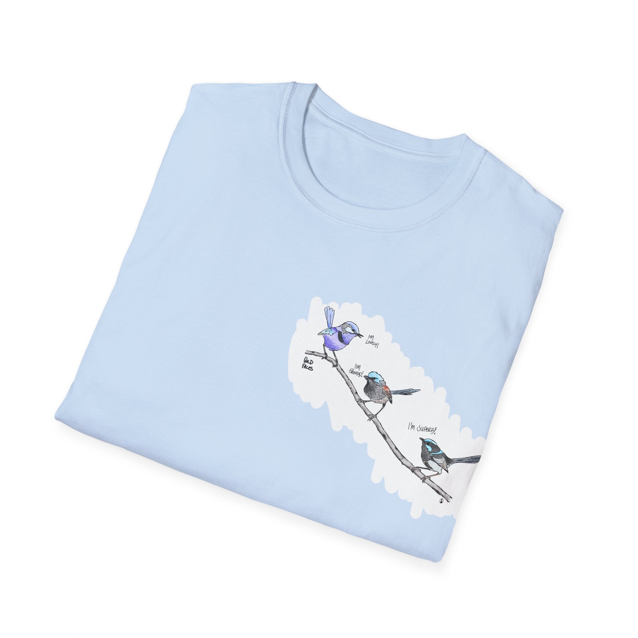 A trio of  Fairy-wrens (spendid, superb and lovely) - Small design - Unisex Softstyle T-Shirt Printify