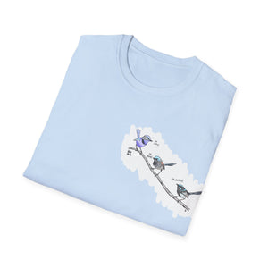A trio of  Fairy-wrens (spendid, superb and lovely) - Small design - Unisex Softstyle T-Shirt Printify