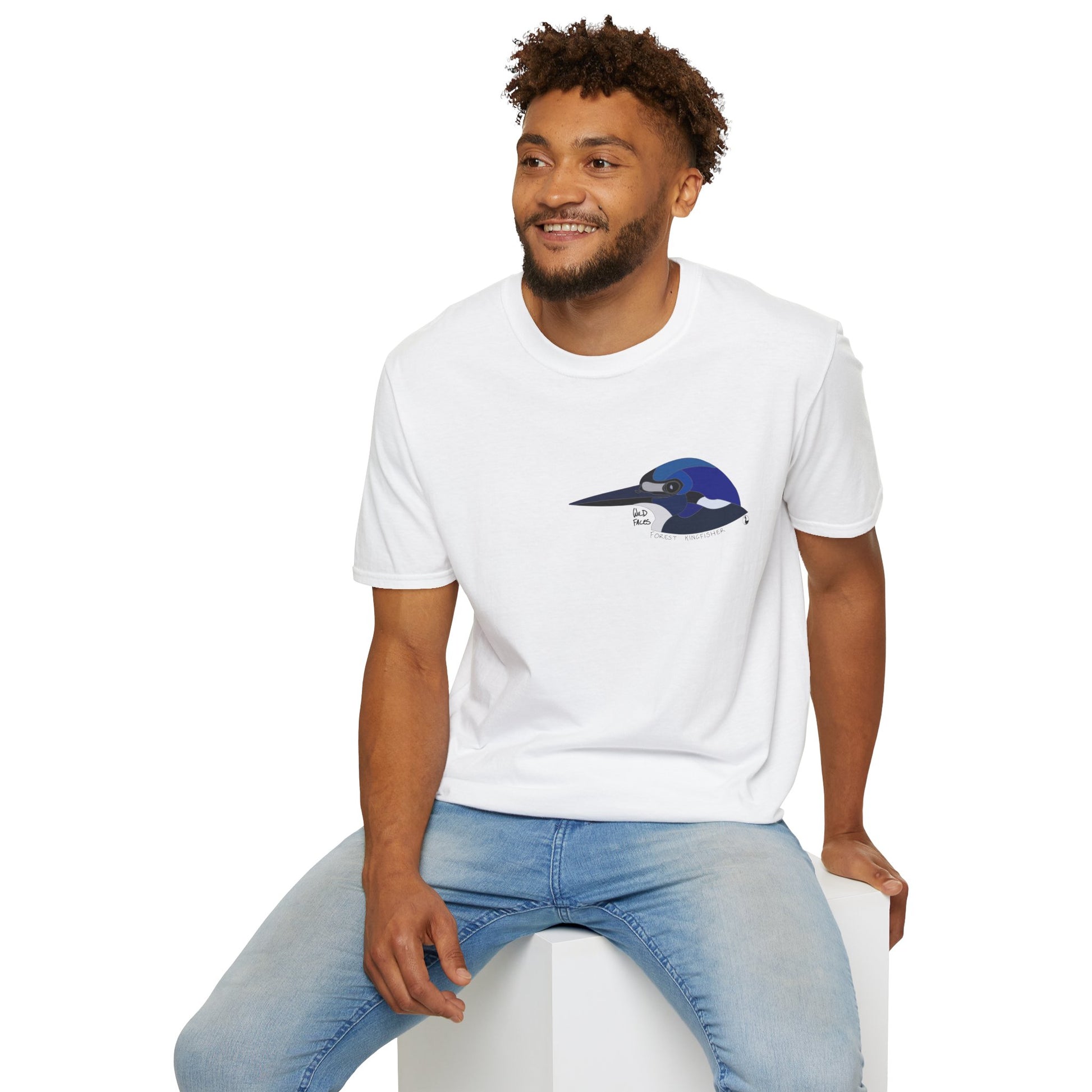 Forest Kingfisher - Small design - Unisex Softstyle T-Shirt Printify