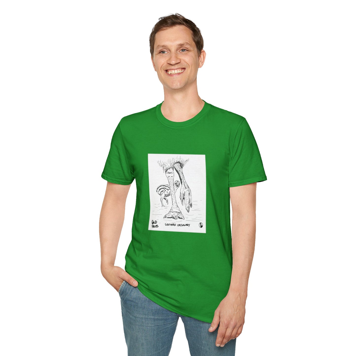 Southern Cassowary with chick - Unisex Softstyle T-Shirt