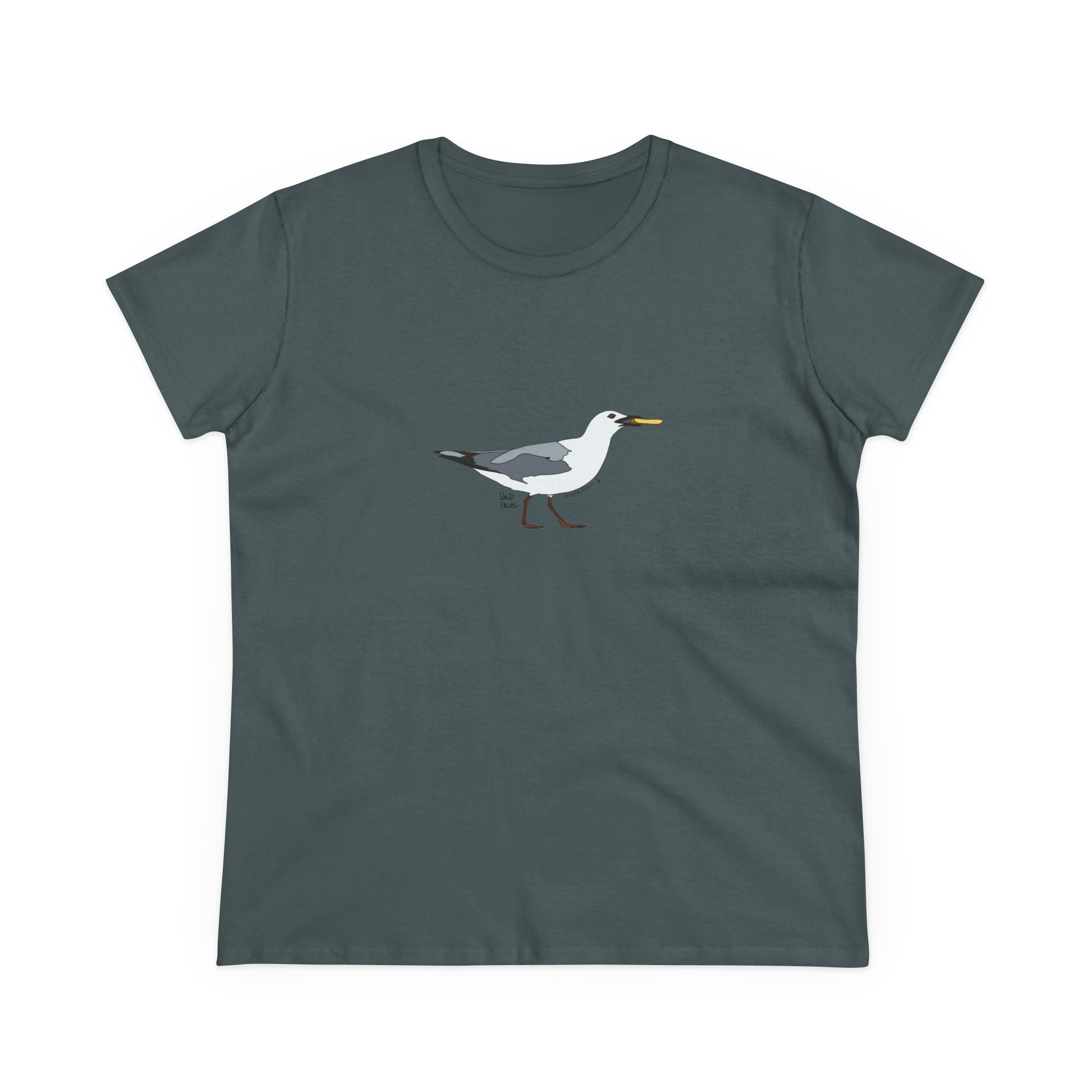 Silver Gull - standing with chip - Women's Midweight Cotton Tee