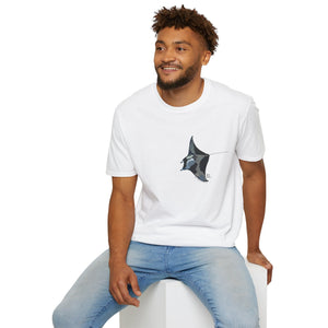 Reef Manta Ray- small design - Unisex Softstyle T-Shirt Printify
