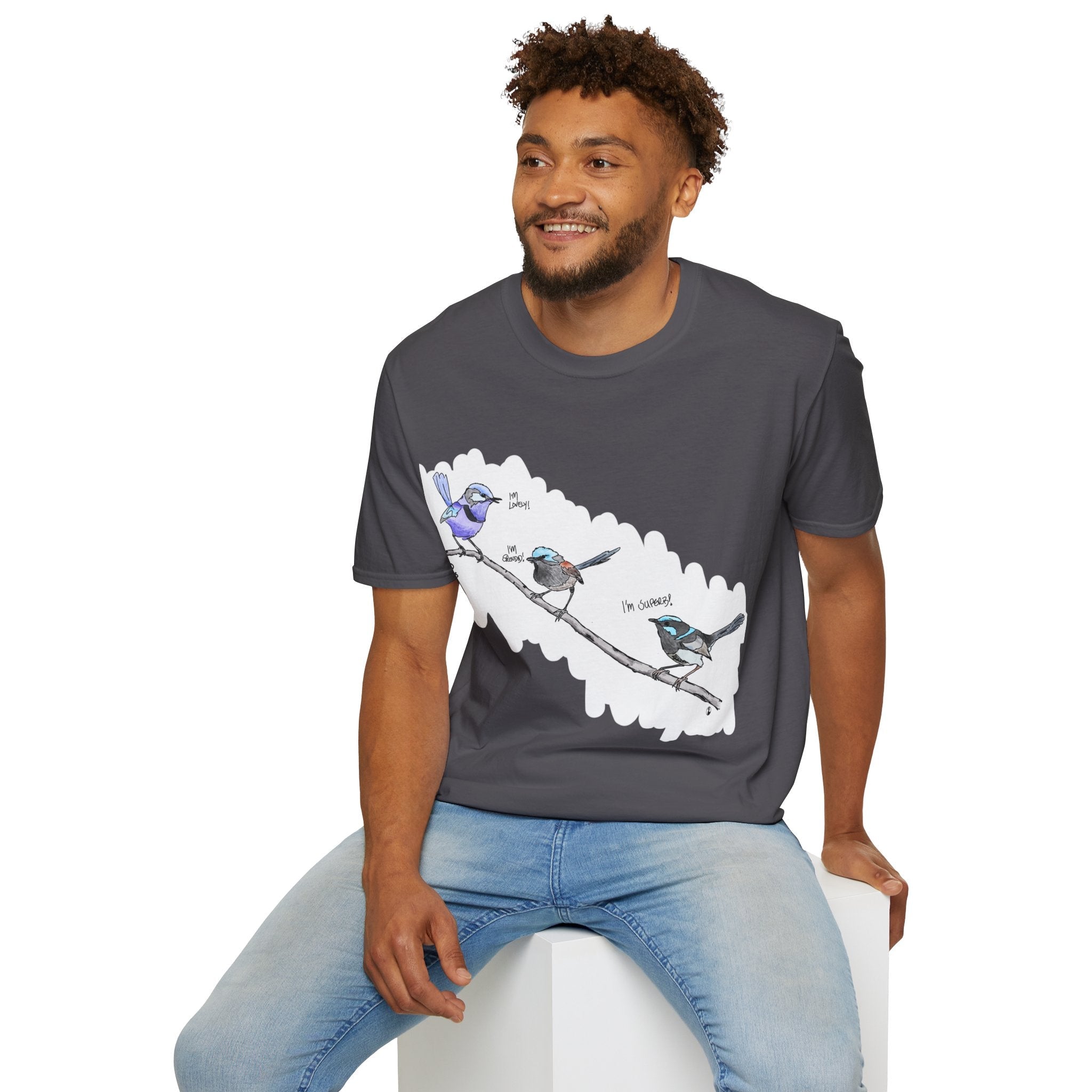 A trio of  Fairy-wrens (spendid, superb and lovely) - Unisex Softstyle T-Shirt Printify