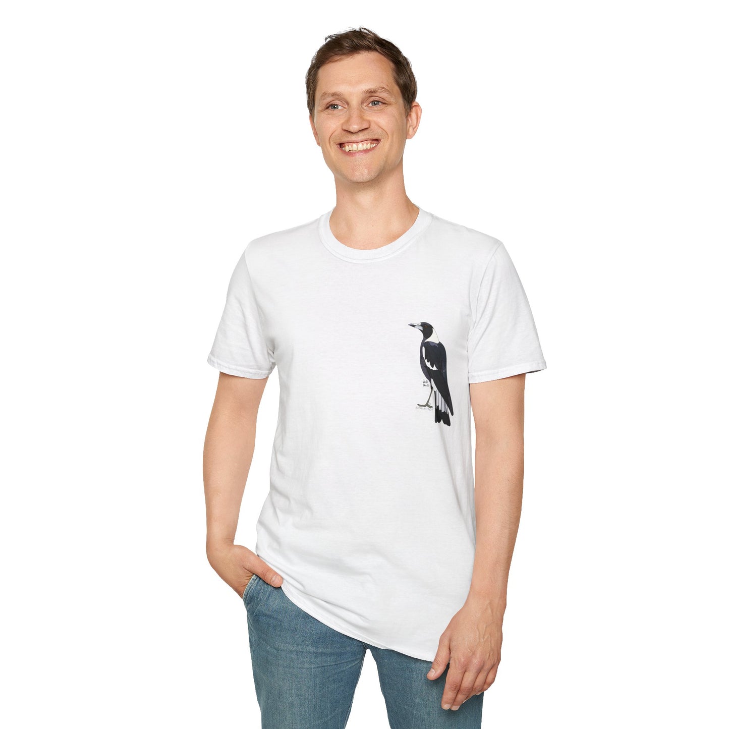 Australian Magpie - Small design - Unisex Softstyle T-Shirt Printify