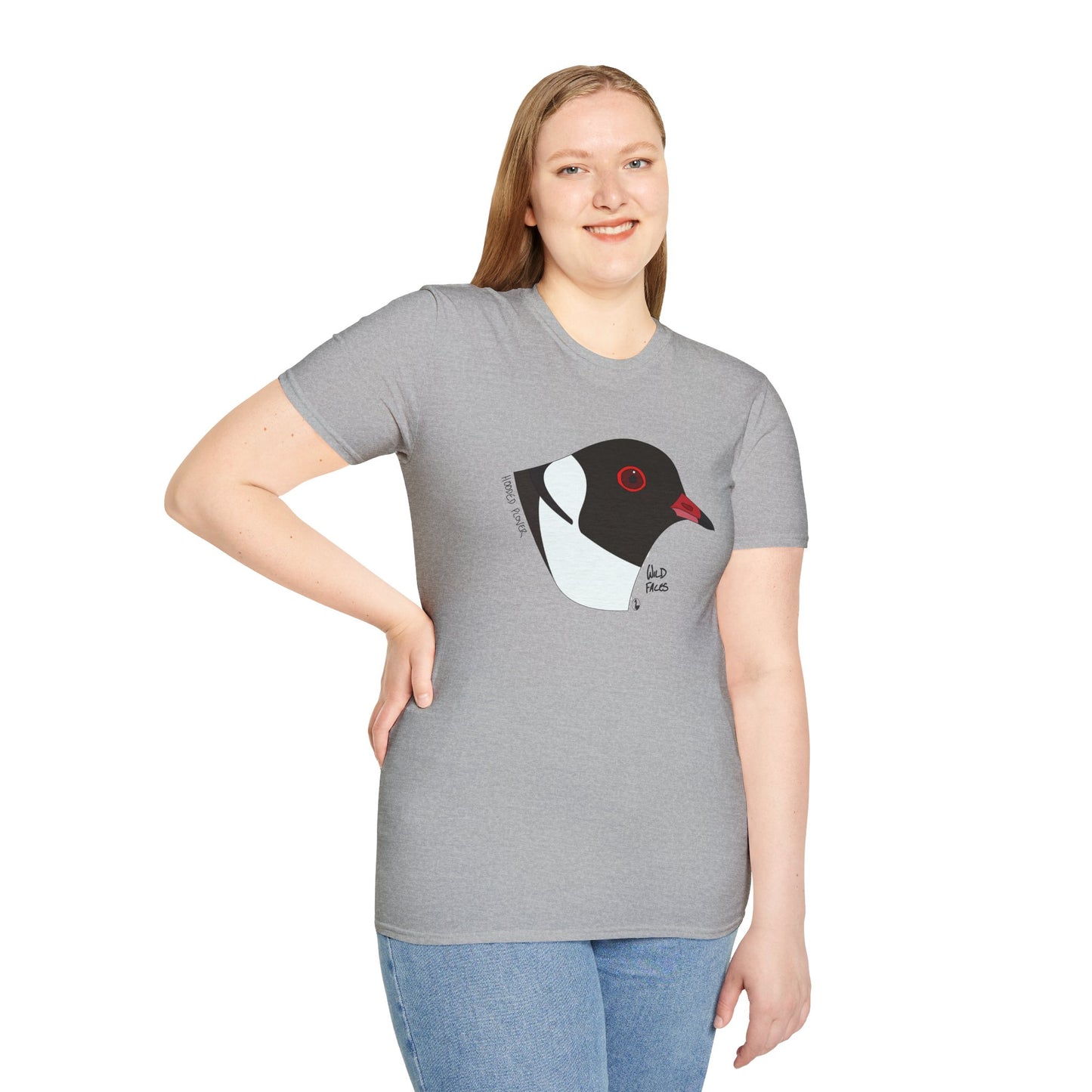 Hooded Plover Head- Unisex Softstyle T-Shirt