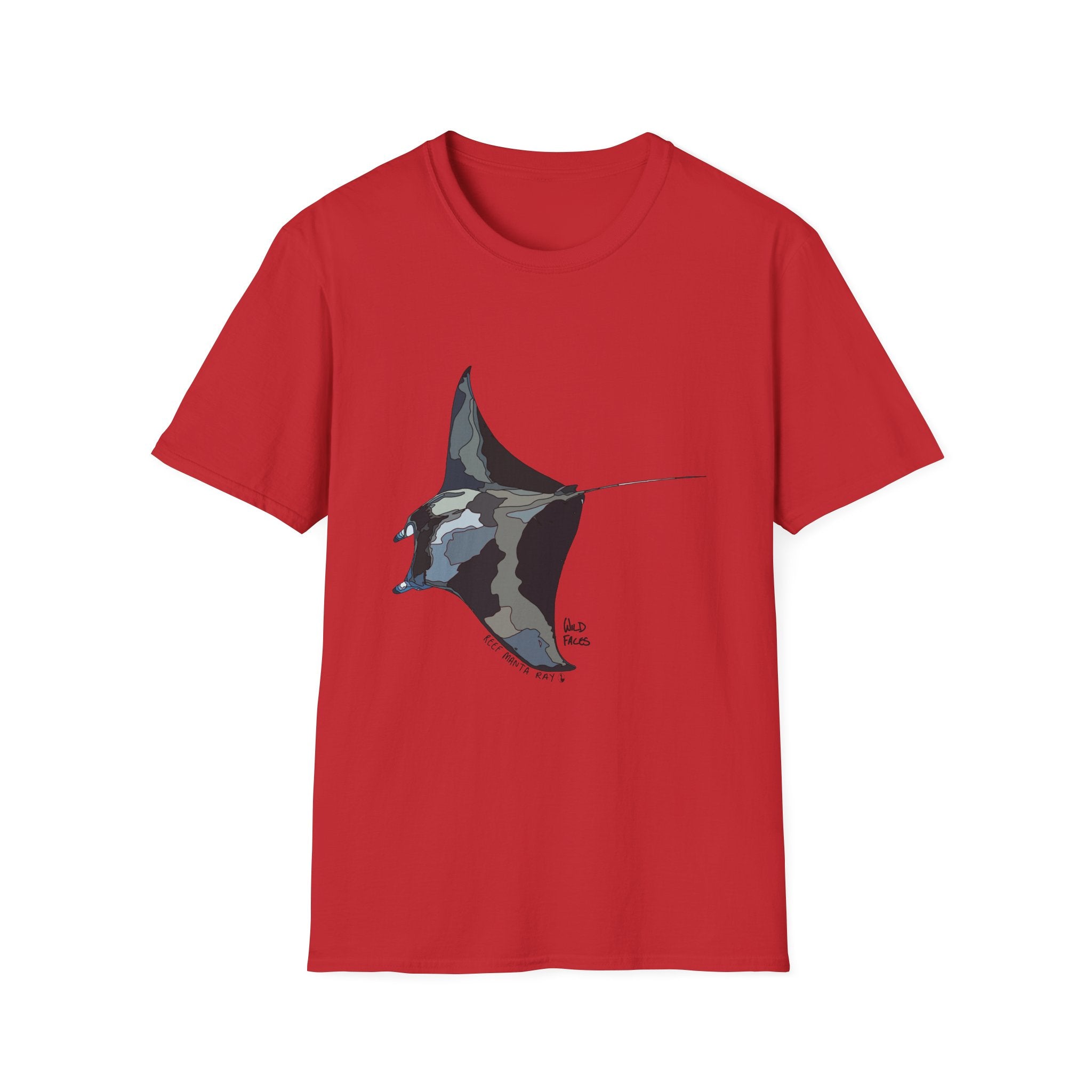 Reef Manta Ray- large design - Unisex Softstyle T-Shirt Printify