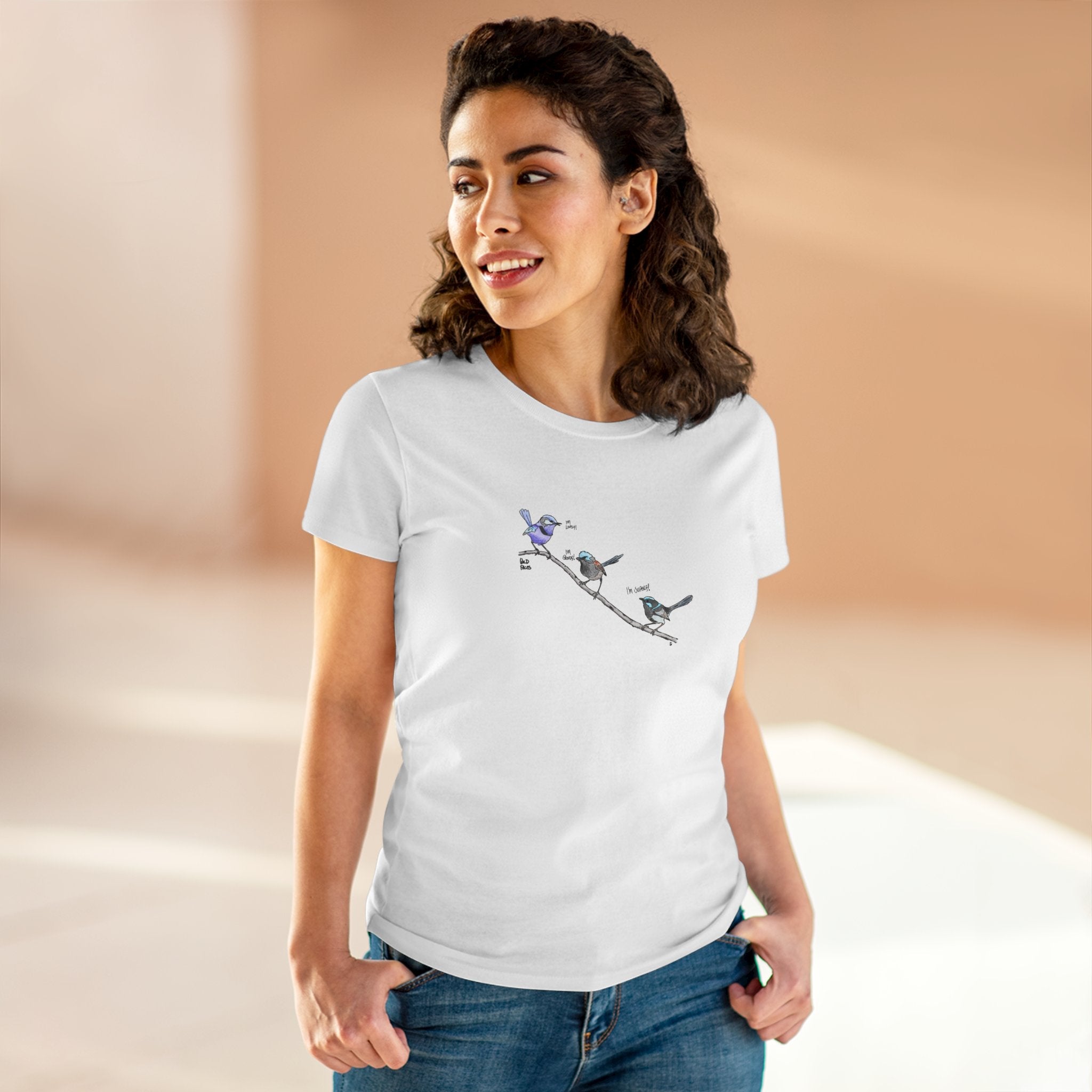 Trio of Fairywrens - Women's Midweight Cotton Tee Printify