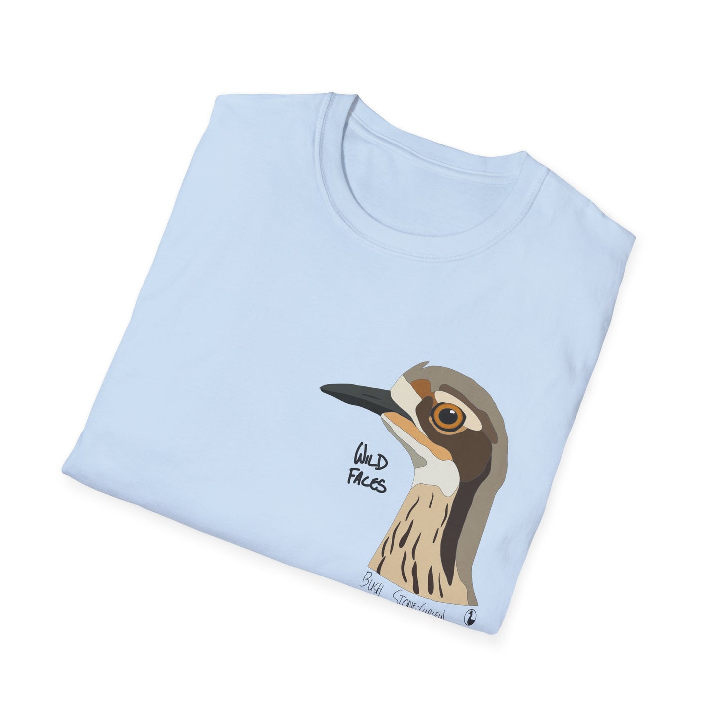 Bush Stone-curlew Head- Small design - Unisex Softstyle T-Shirt