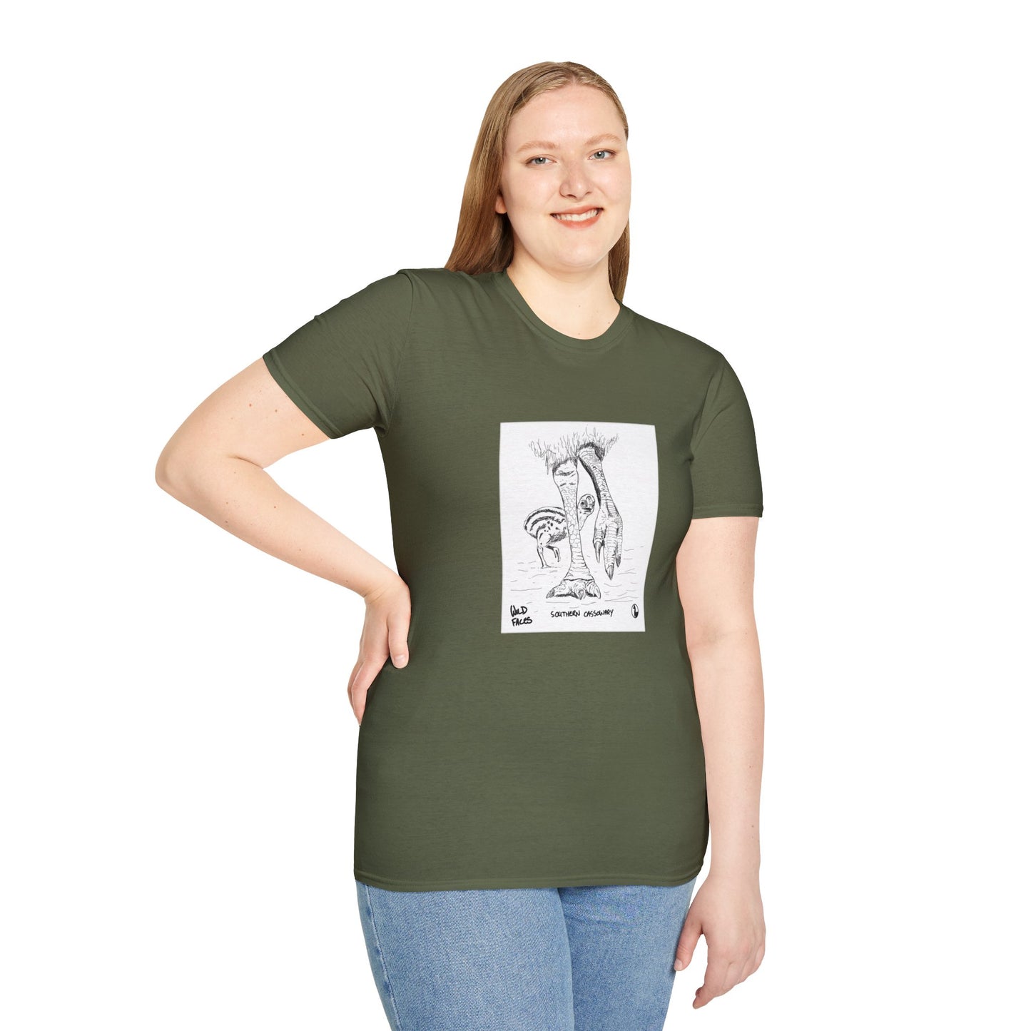 Southern Cassowary with chick - Unisex Softstyle T-Shirt