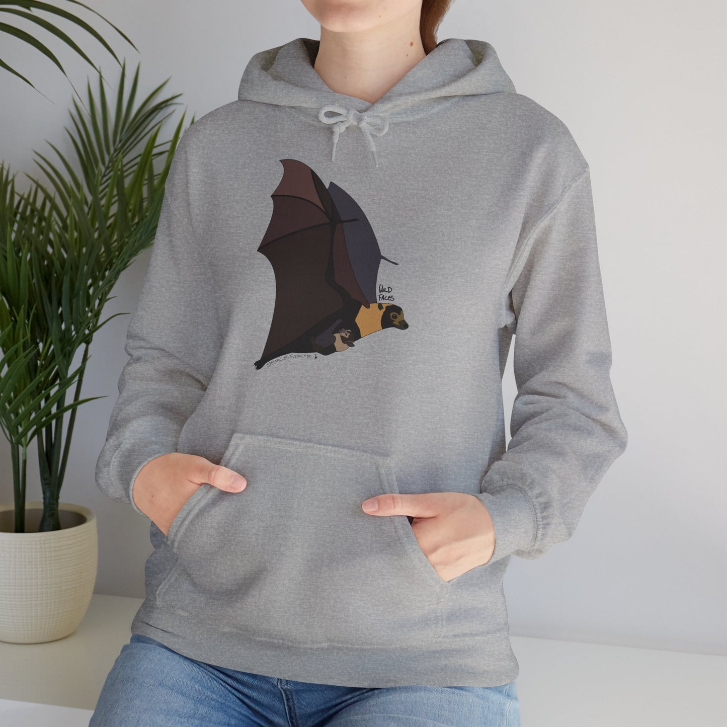 Spectacled Flying Fox (in flight) | Unisex Heavy Blend™ Hooded Sweatshirt