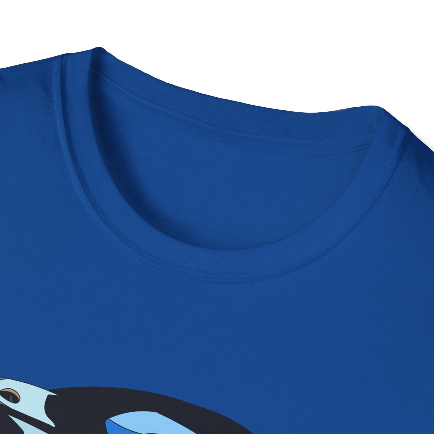 Blue-faced Honeyeater (white font)- Small design - Unisex Softstyle T-Shirt