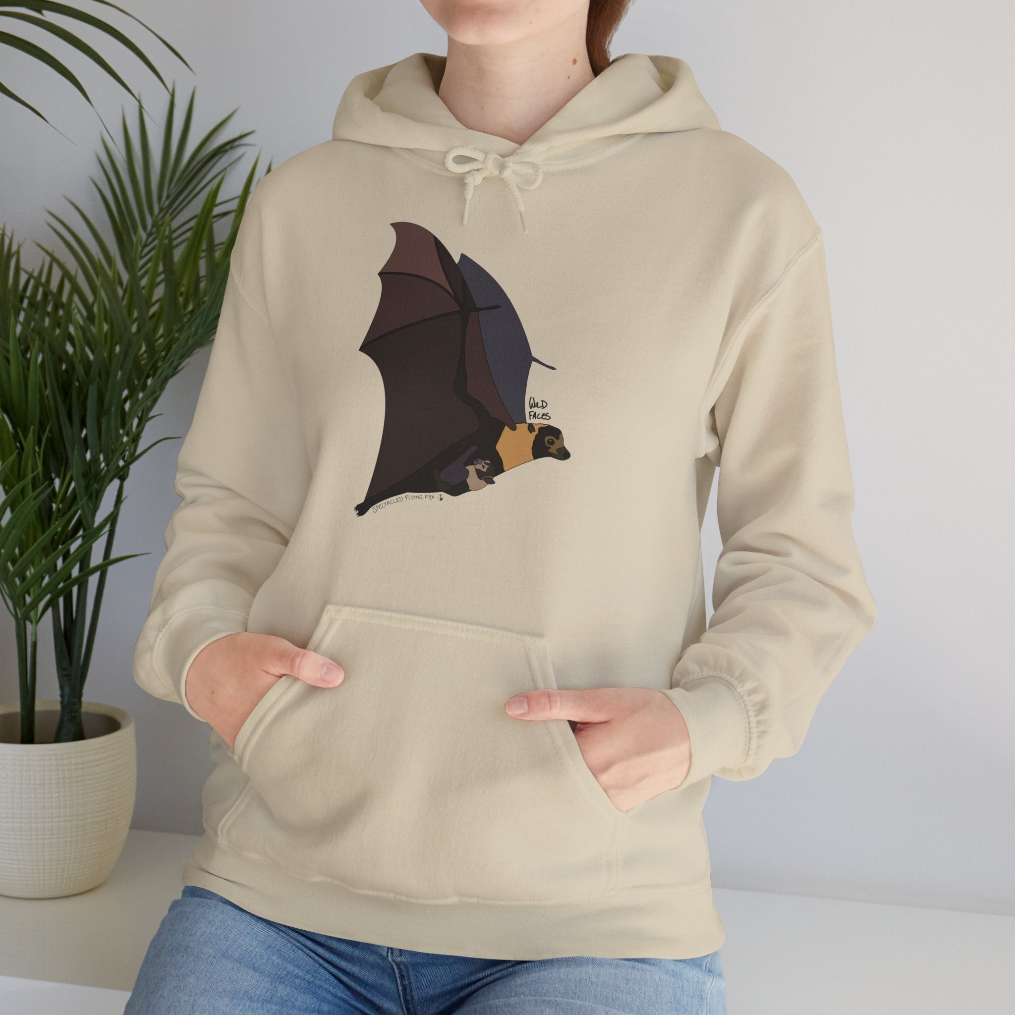 Spectacled Flying Fox (in flight) | Unisex Heavy Blend™ Hooded Sweatshirt Printify