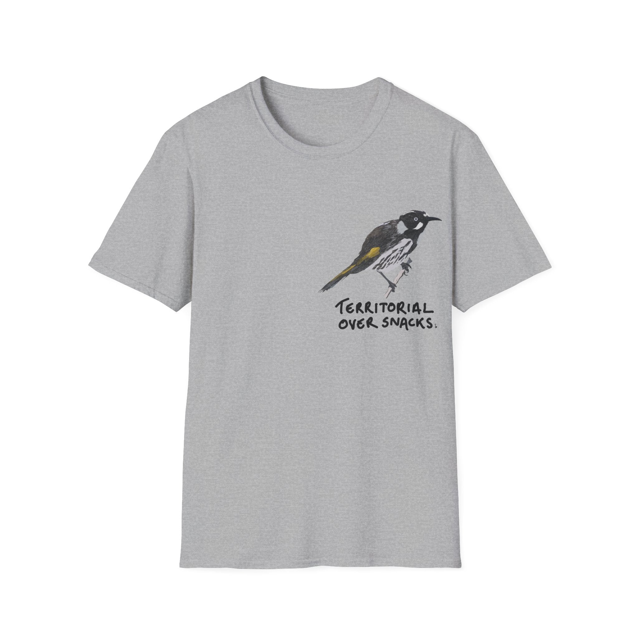 Territorial over snacks - New Holland Honeyeater - Unisex Softstyle T-Shirt