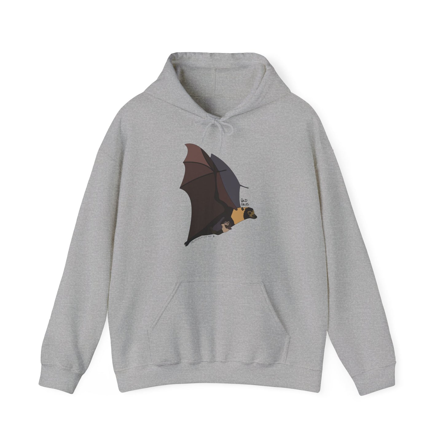 Spectacled Flying Fox (in flight) | Unisex Heavy Blend™ Hooded Sweatshirt