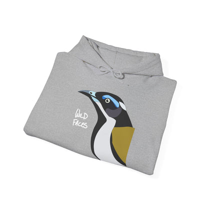 Blue-faced Honeyeater  (white font) | Unisex Heavy Blend™ Hooded Sweatshirt