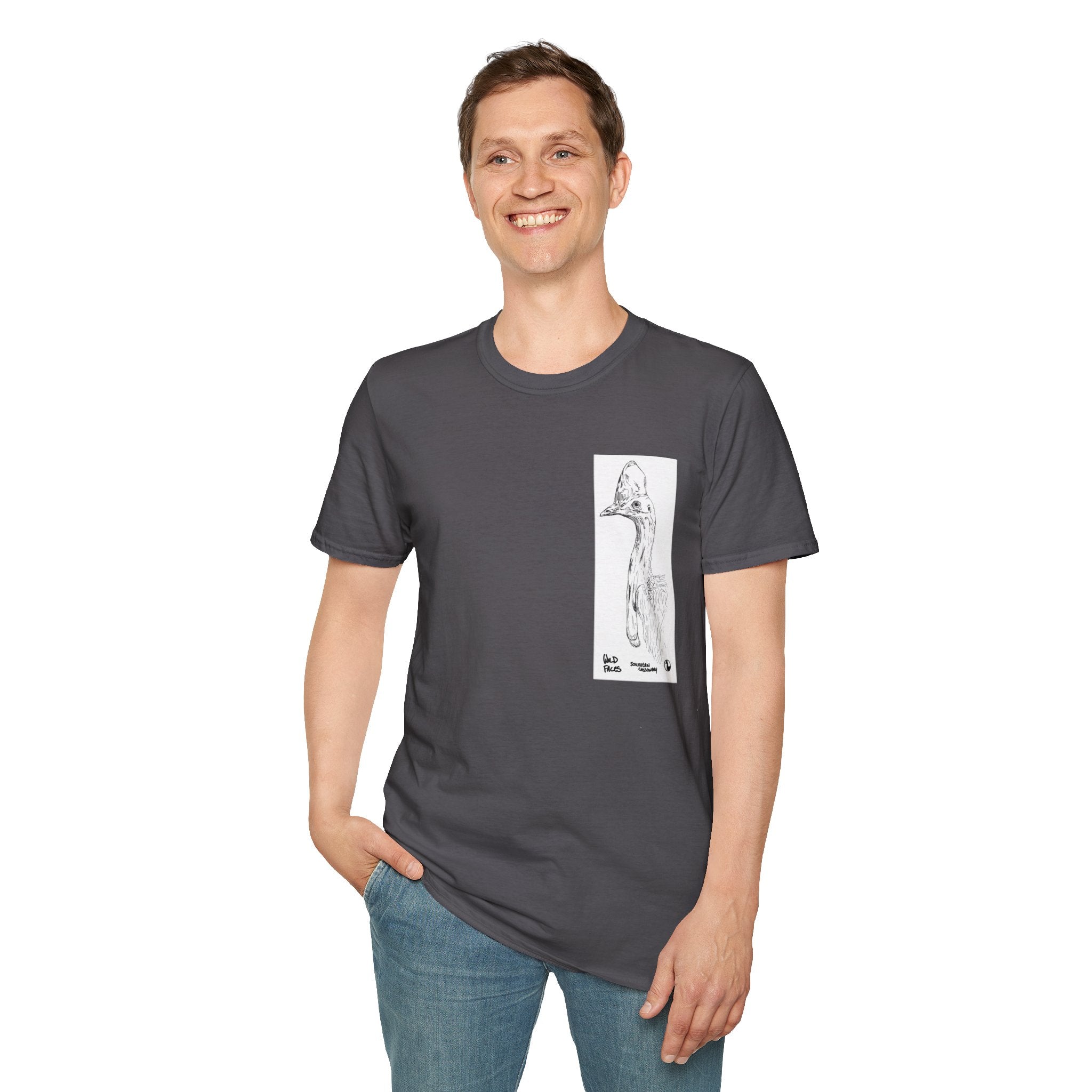 Southern Cassowary (sketch) - Unisex Softstyle T-Shirt Printify