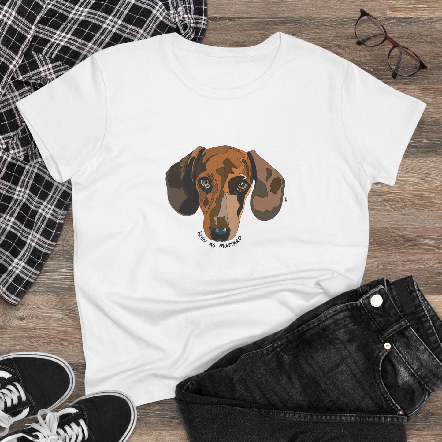 Dachshund (Keen as mustard) - Women's Midweight Cotton Tee