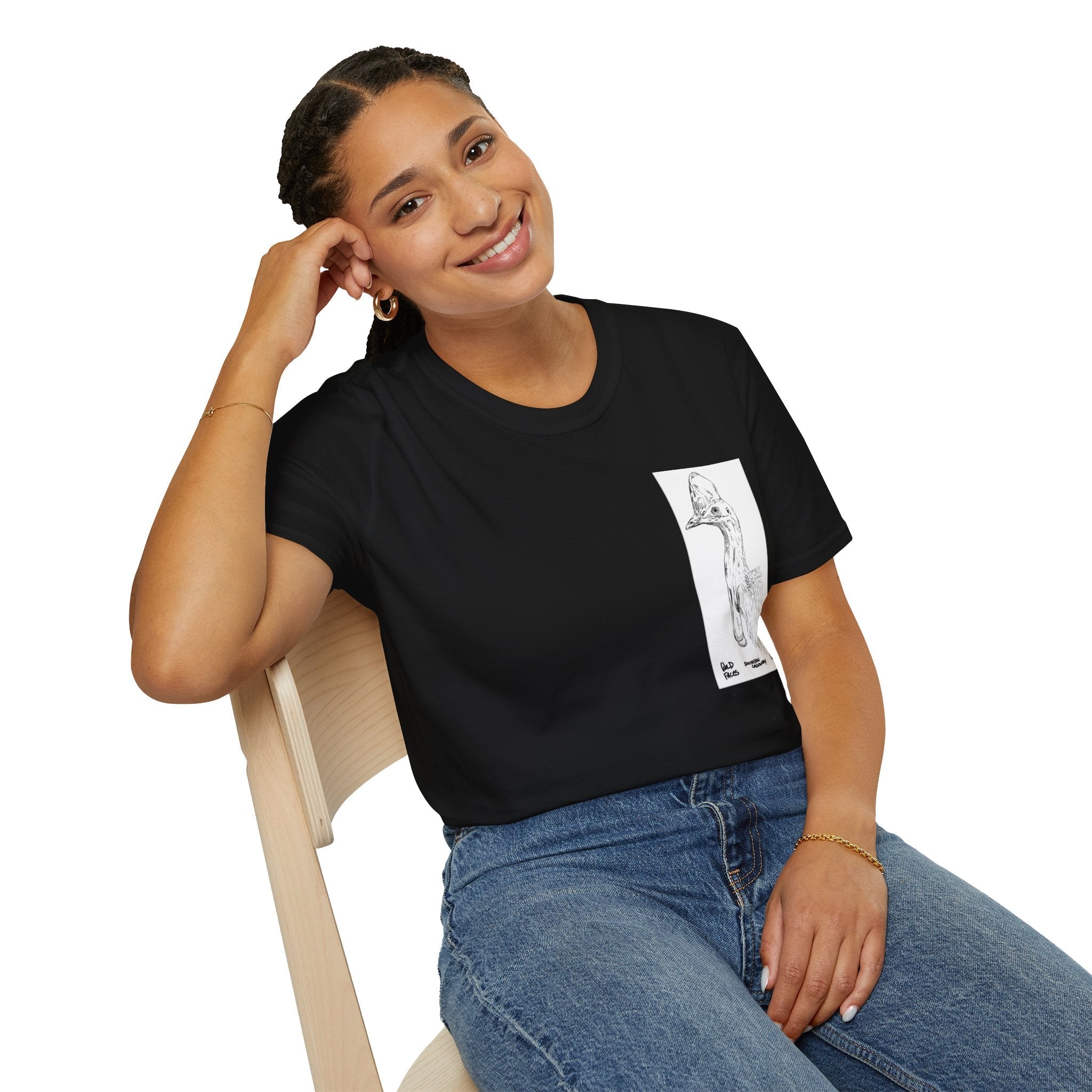 Southern Cassowary (sketch) - Unisex Softstyle T-Shirt Printify