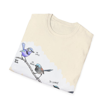 A trio of  Fairy-wrens (spendid, superb and lovely) - Unisex Softstyle T-Shirt