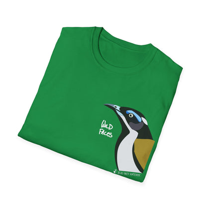 Blue-faced Honeyeater- Small design (white font)- Small design - Unisex Softstyle T-Shirt