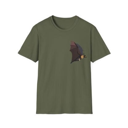 Spectacled Flying Fox (in flight) - Small design - Unisex Softstyle T-Shirt