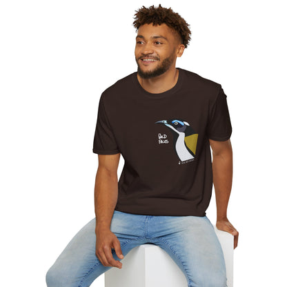 Blue-faced Honeyeater- Small design (white font)- Small design - Unisex Softstyle T-Shirt