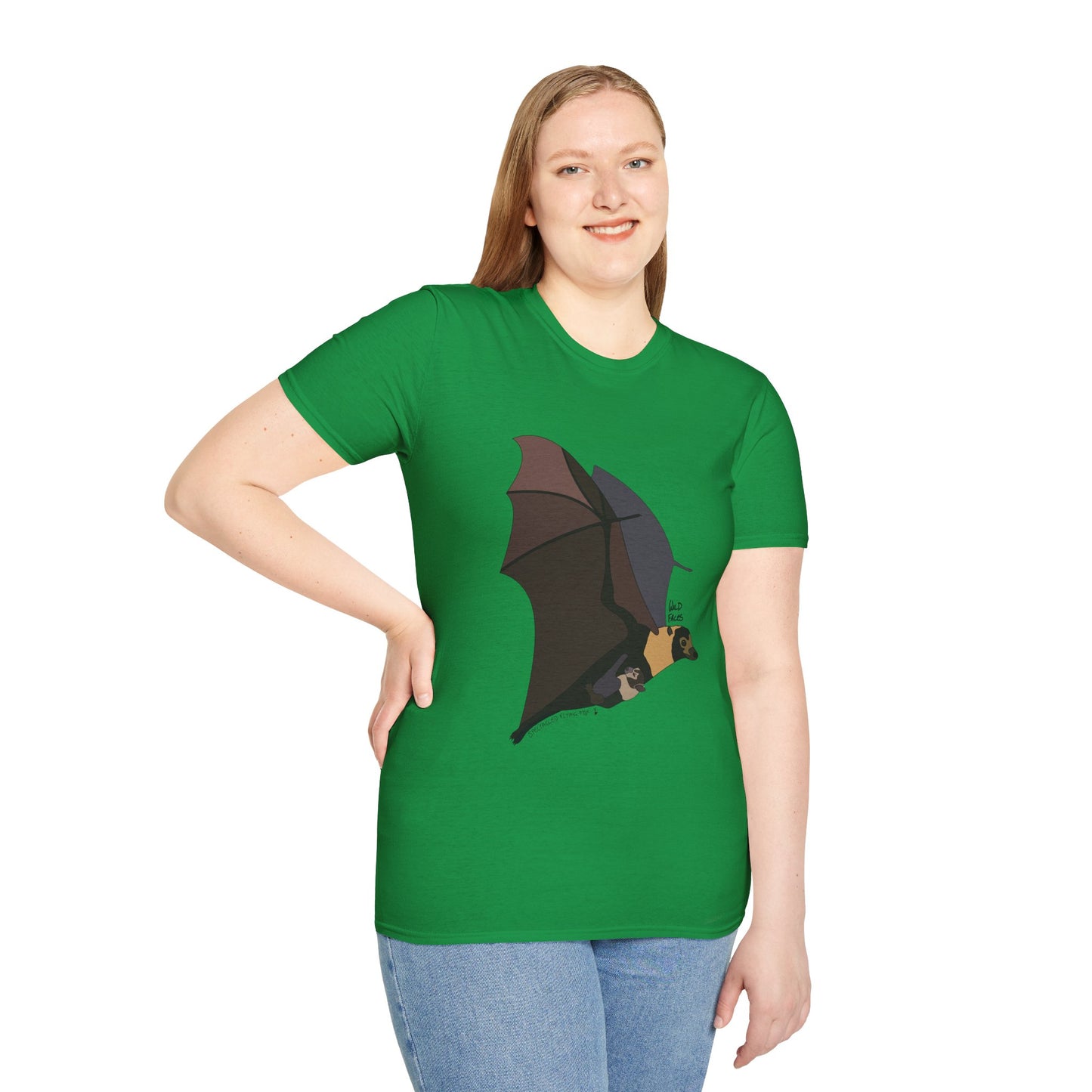 Spectacled Flying Fox (in flight) - Unisex Softstyle T-Shirt