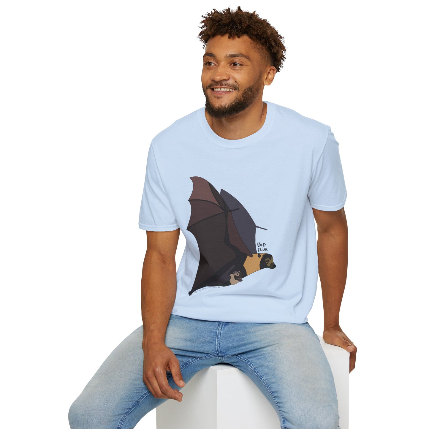 Spectacled Flying Fox (in flight) - Unisex Softstyle T-Shirt