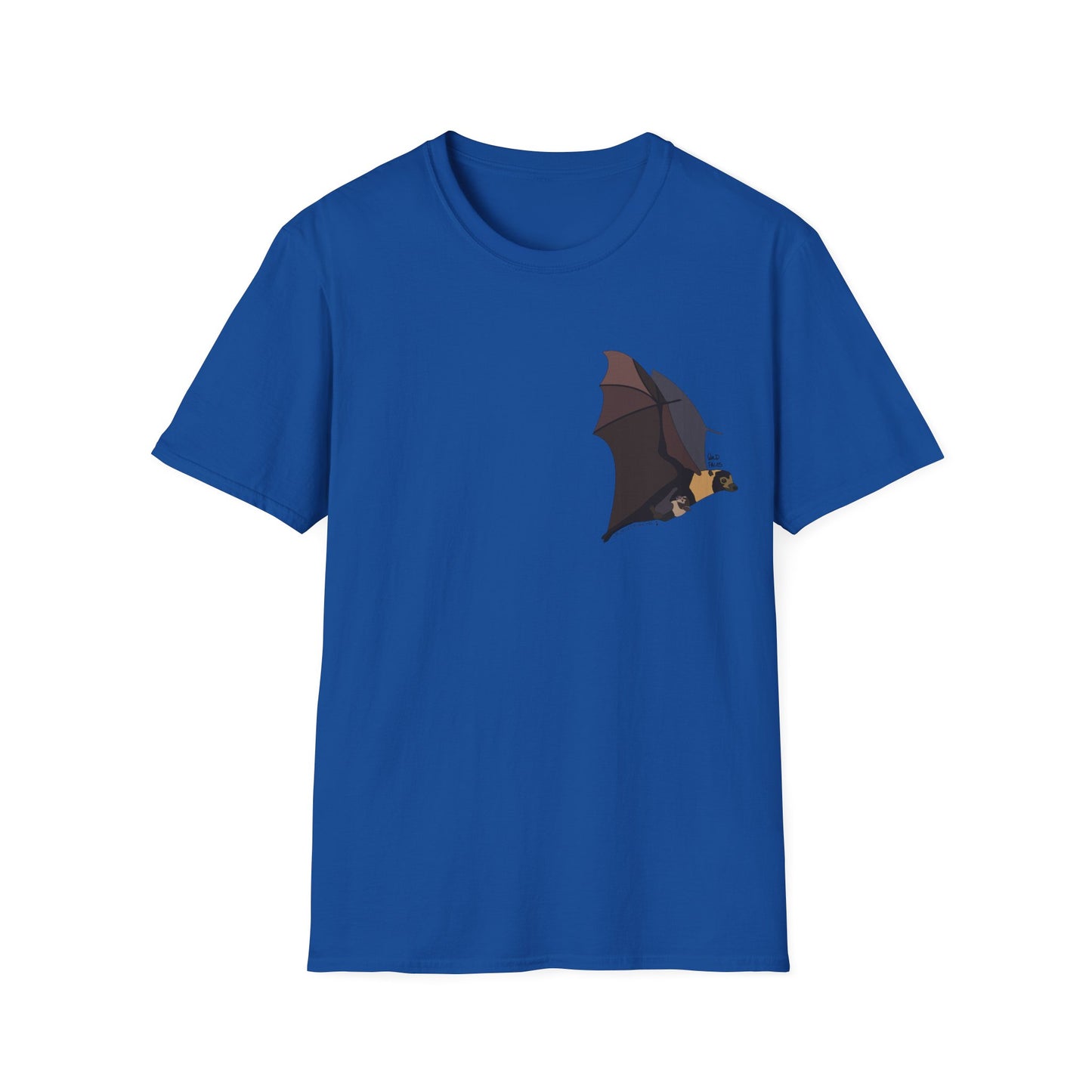 Spectacled Flying Fox (in flight) - Small design - Unisex Softstyle T-Shirt