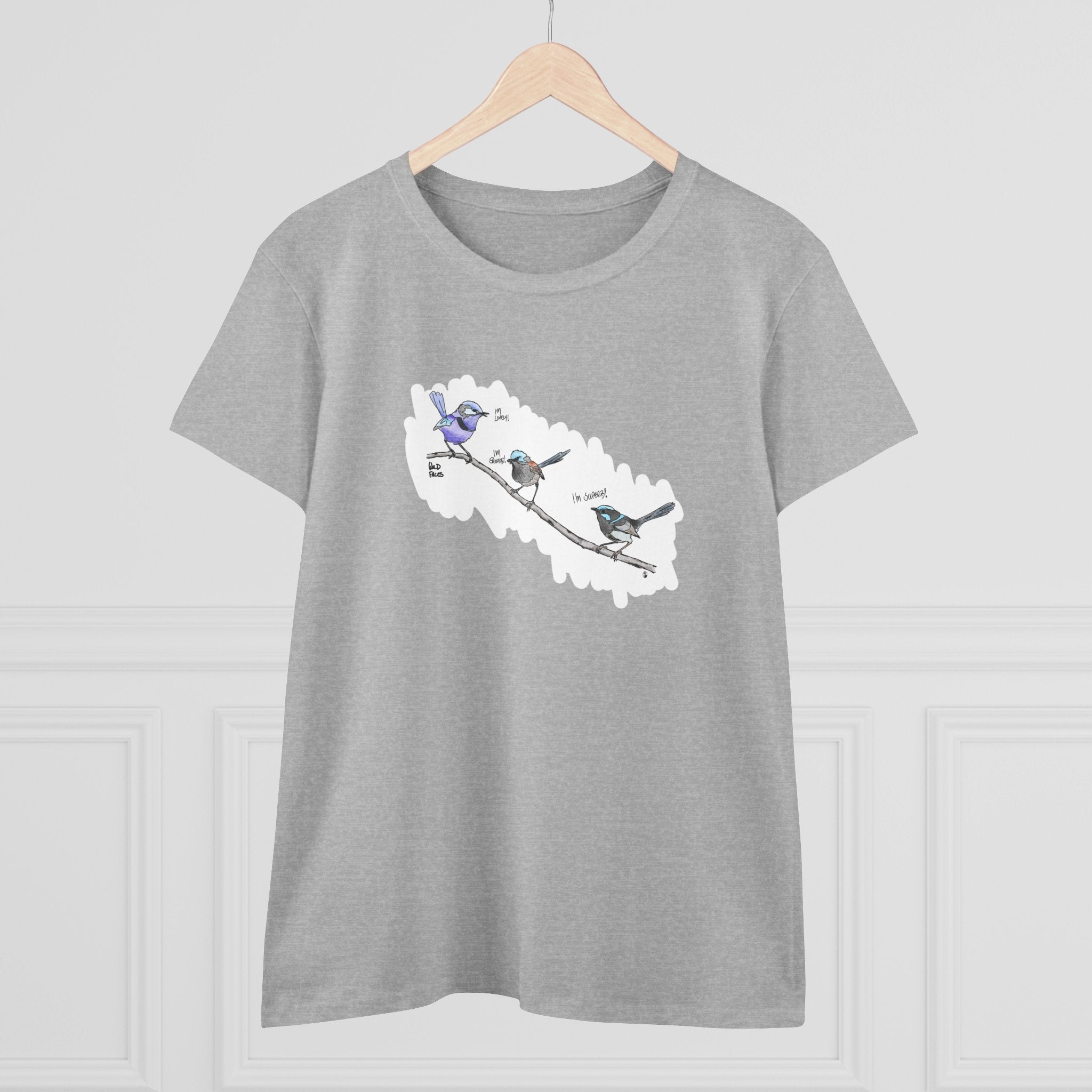 Trio of Fairywrens - Women's Midweight Cotton Tee Printify