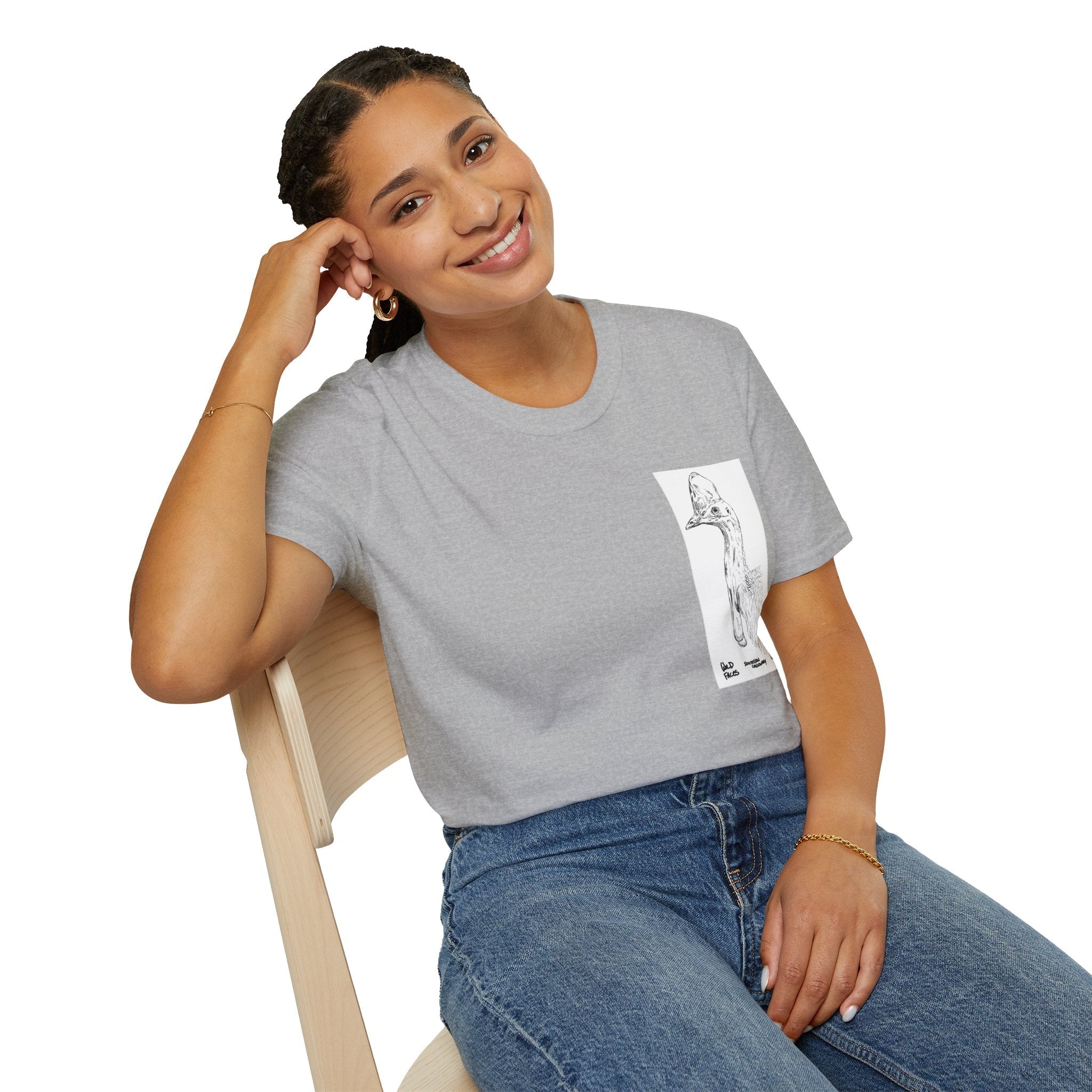 Southern Cassowary (sketch) - Unisex Softstyle T-Shirt Printify