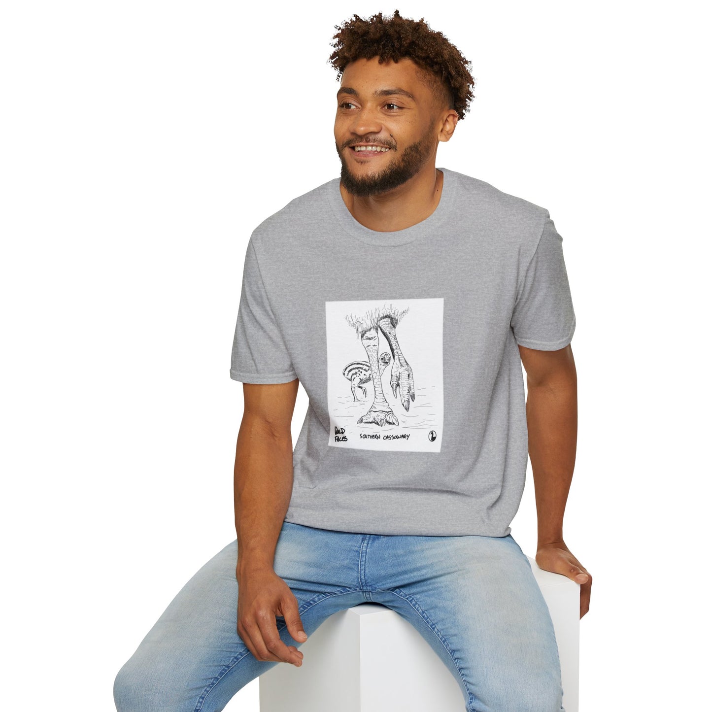 Southern Cassowary with chick - Unisex Softstyle T-Shirt