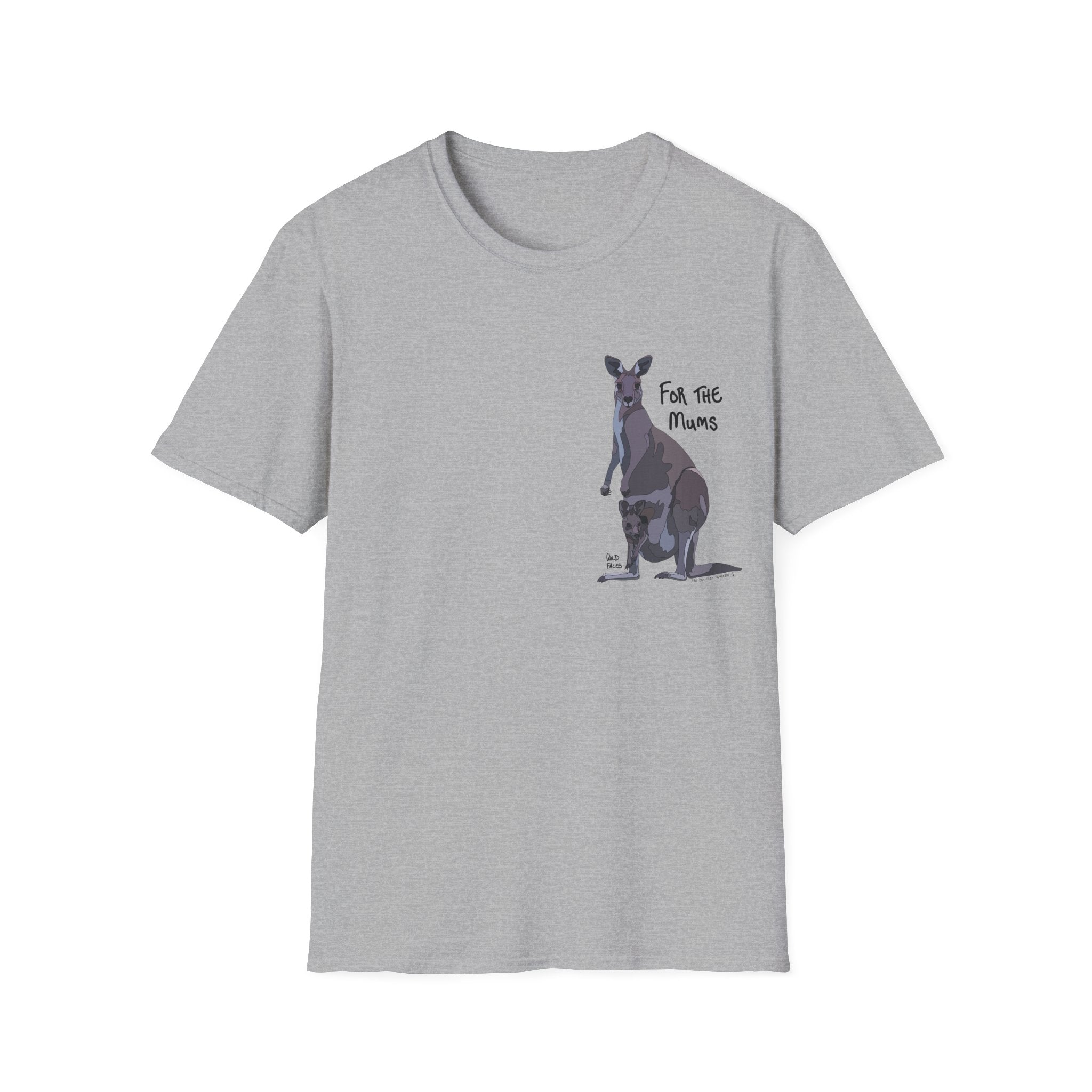 For the mums - Eastern Grey Kangaroo - Small design - Unisex Softstyle T-Shirt