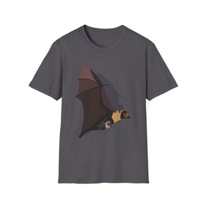 Spectacled Flying Fox (in flight) - Unisex Softstyle T-Shirt Printify