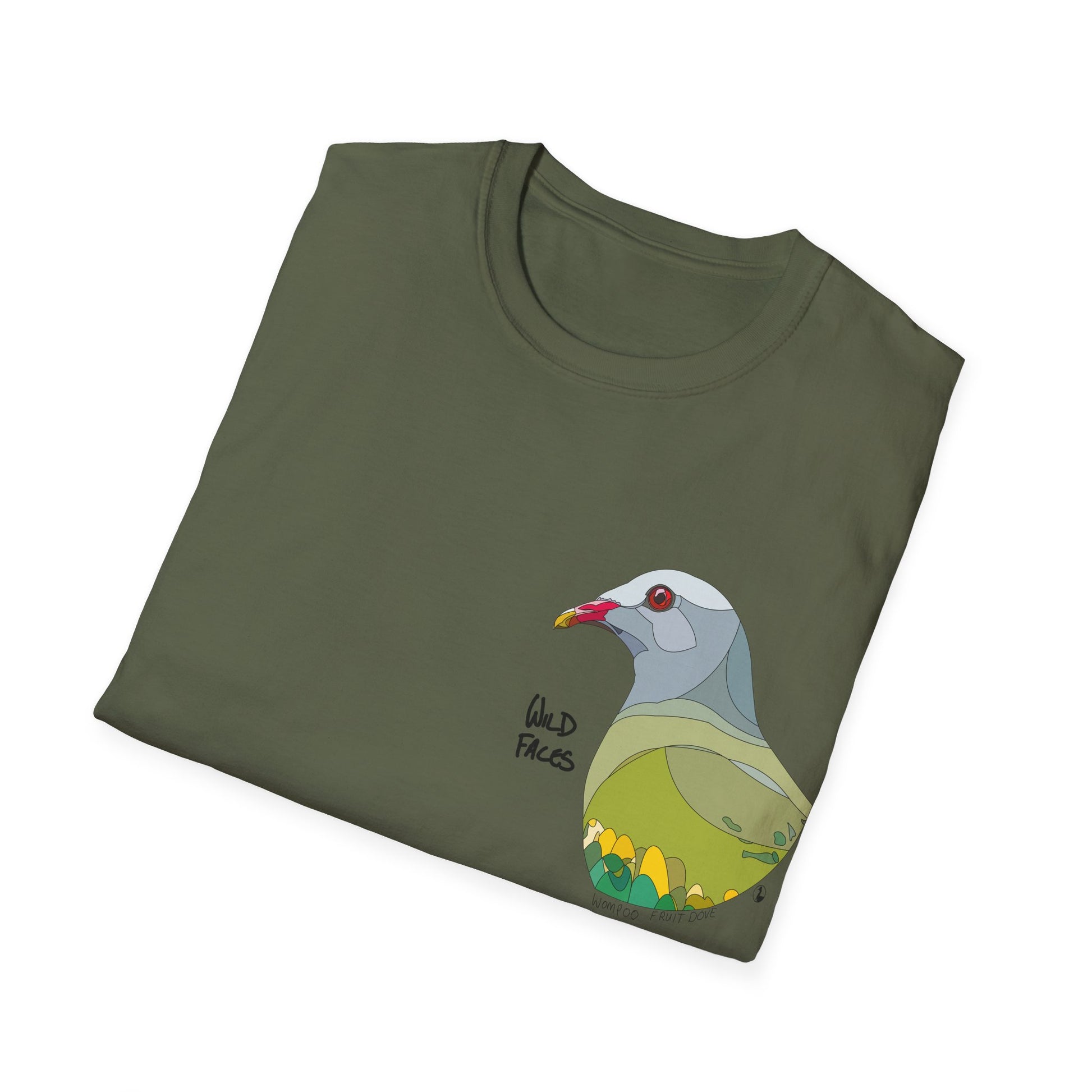 Wompoo Fruit Dove - Small design - Unisex Softstyle T-Shirt Printify