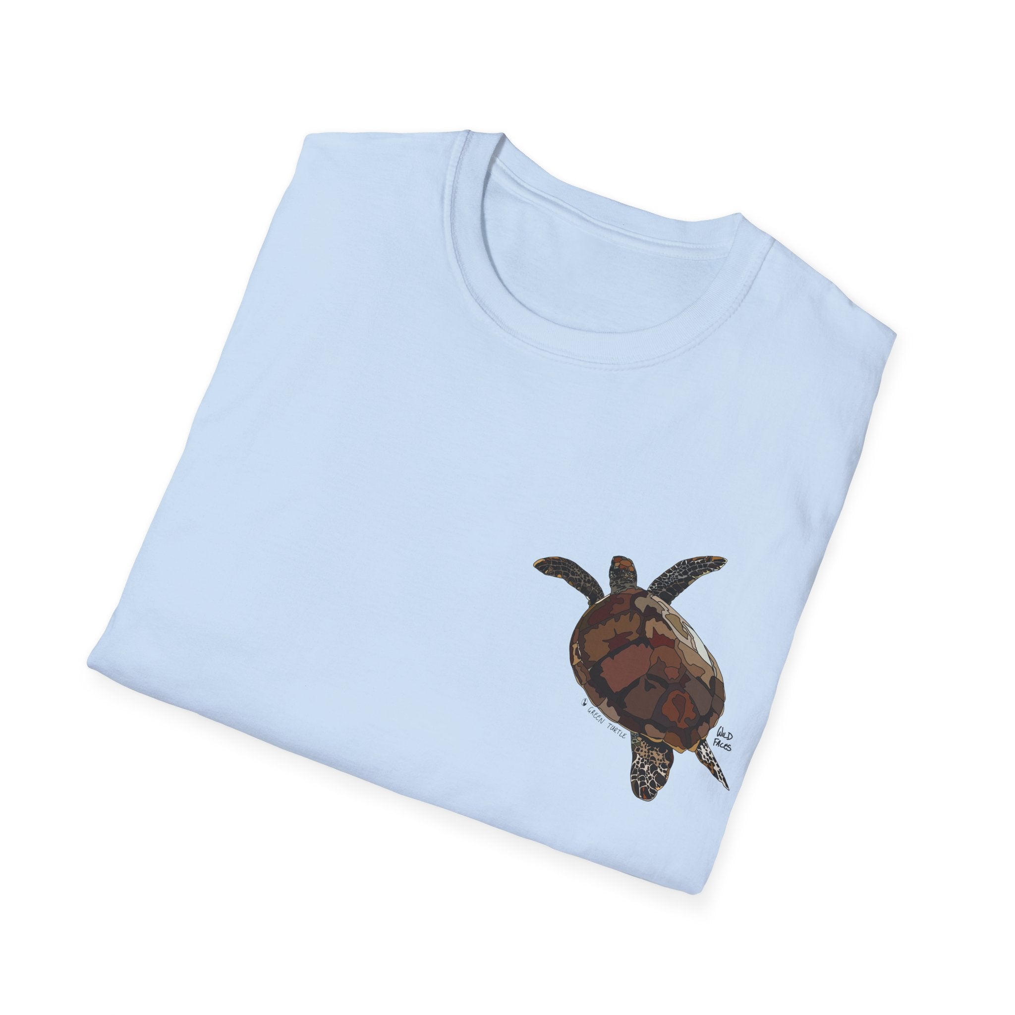 Green Turtle - Small design - Unisex Softstyle T-Shirt Printify