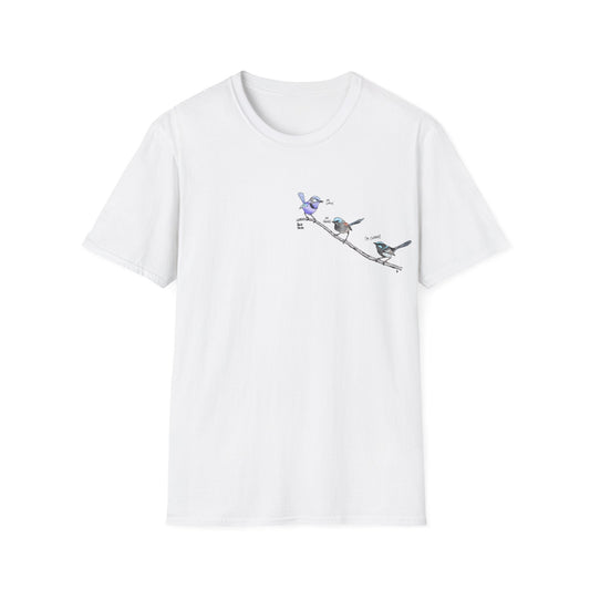 A trio of  Fairy-wrens (spendid, superb and lovely) - Small design - Unisex Softstyle T-Shirt Printify