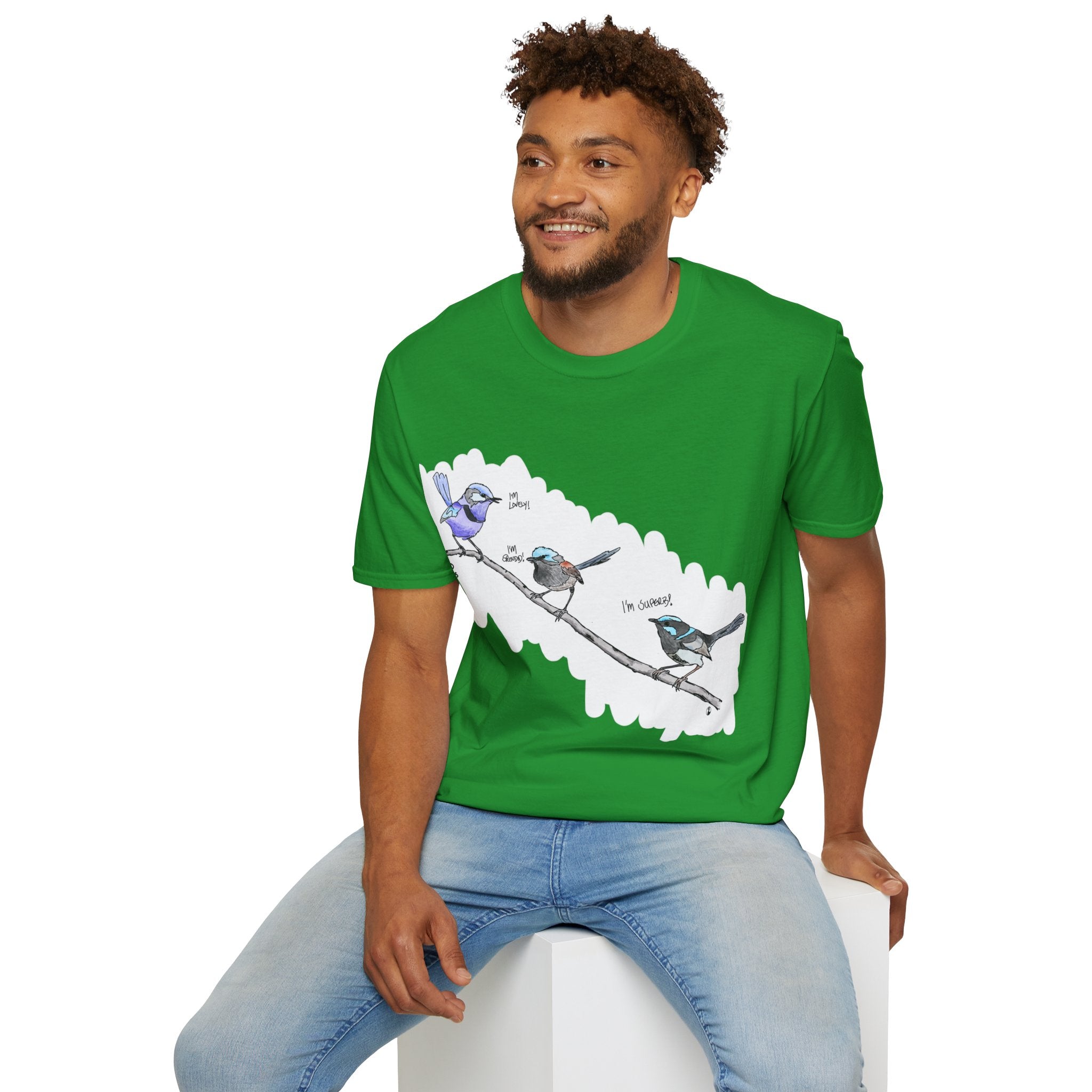 A trio of  Fairy-wrens (spendid, superb and lovely) - Unisex Softstyle T-Shirt Printify