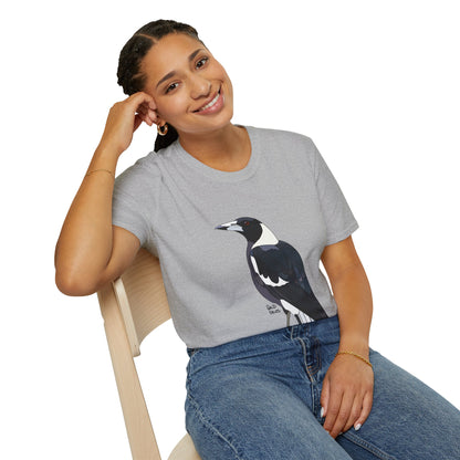 Australian Magpie - Unisex Softstyle T-Shirt Printify