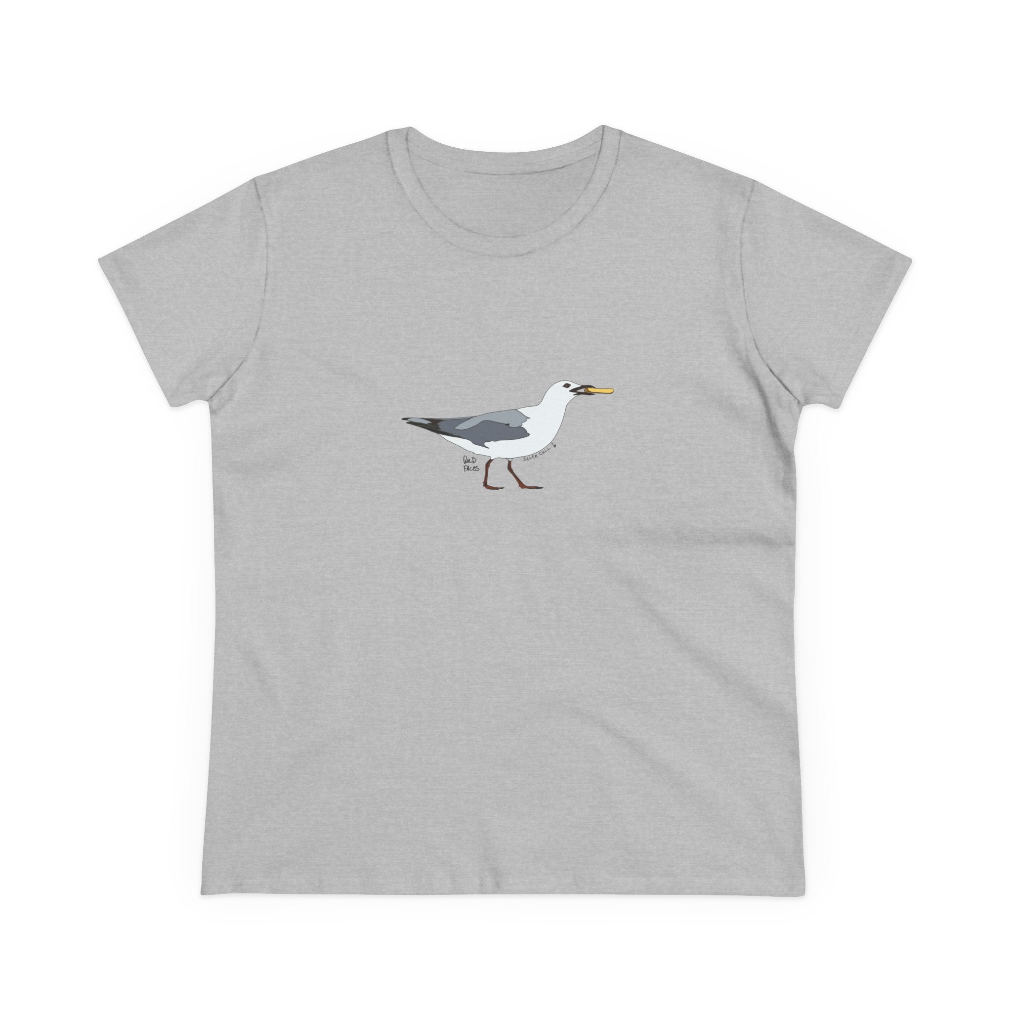 Silver Gull - standing with chip - Women's Midweight Cotton Tee