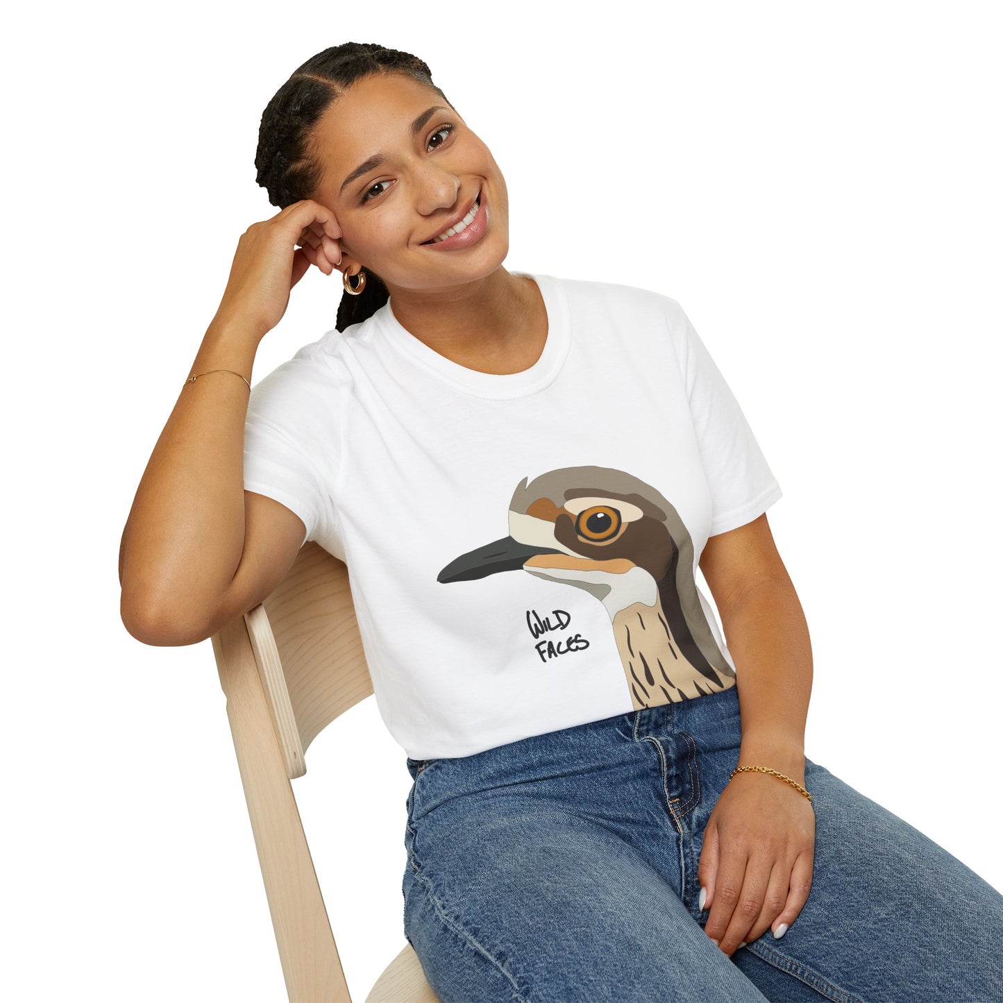 Bush Stone-curlew Head - Unisex Softstyle T-Shirt