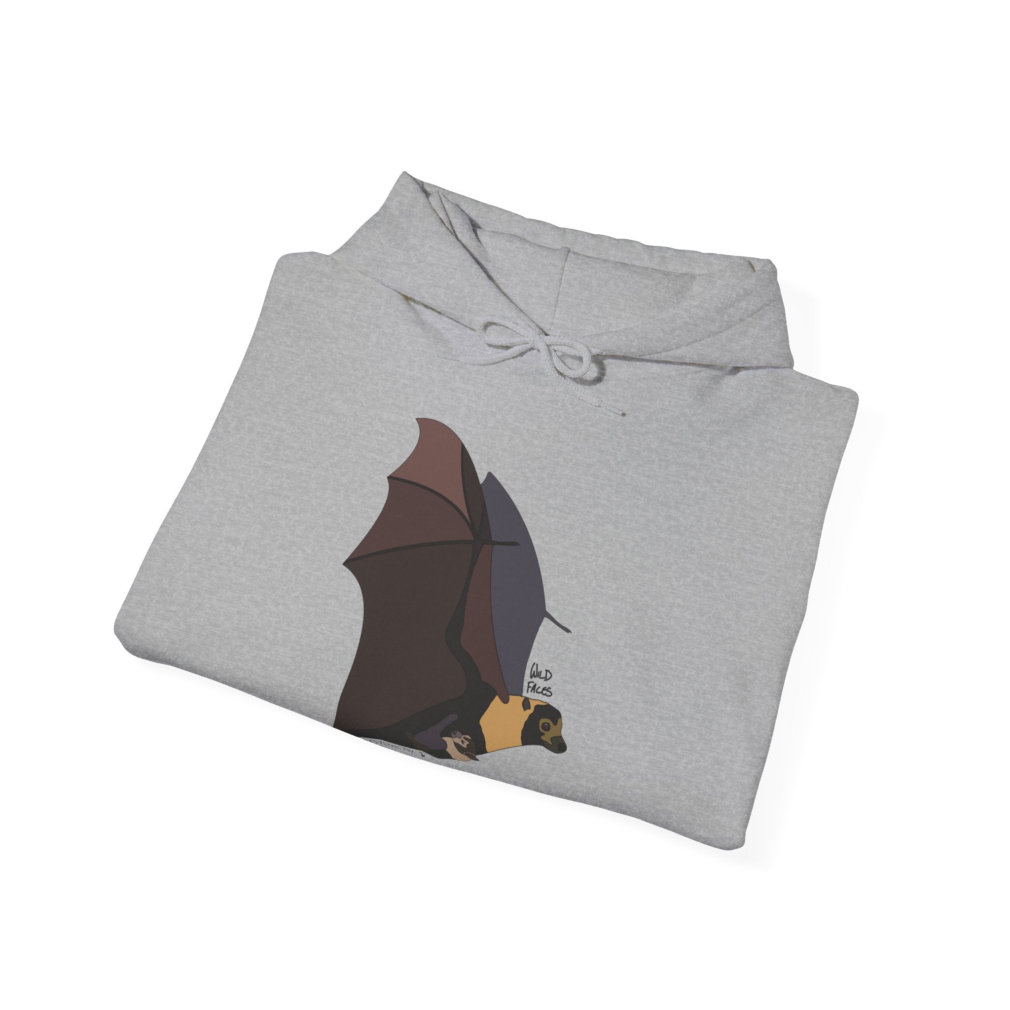 Spectacled Flying Fox (in flight) | Unisex Heavy Blend™ Hooded Sweatshirt Printify