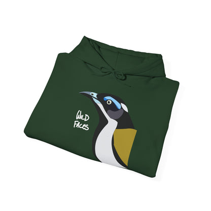 Blue-faced Honeyeater  (white font) | Unisex Heavy Blend™ Hooded Sweatshirt