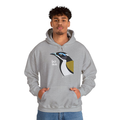 Blue-faced Honeyeater  (white font) | Unisex Heavy Blend™ Hooded Sweatshirt