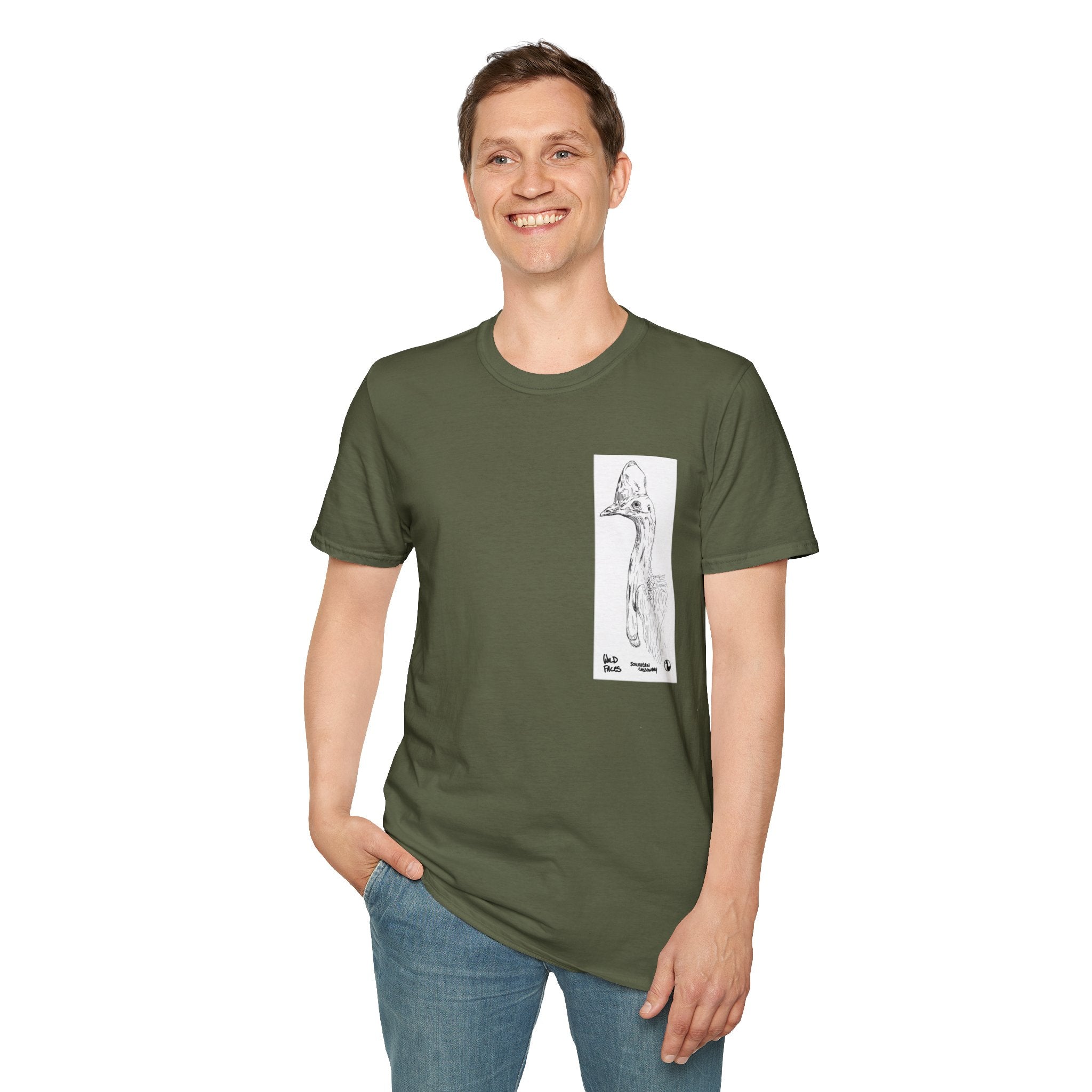 Southern Cassowary (sketch) - Unisex Softstyle T-Shirt Printify
