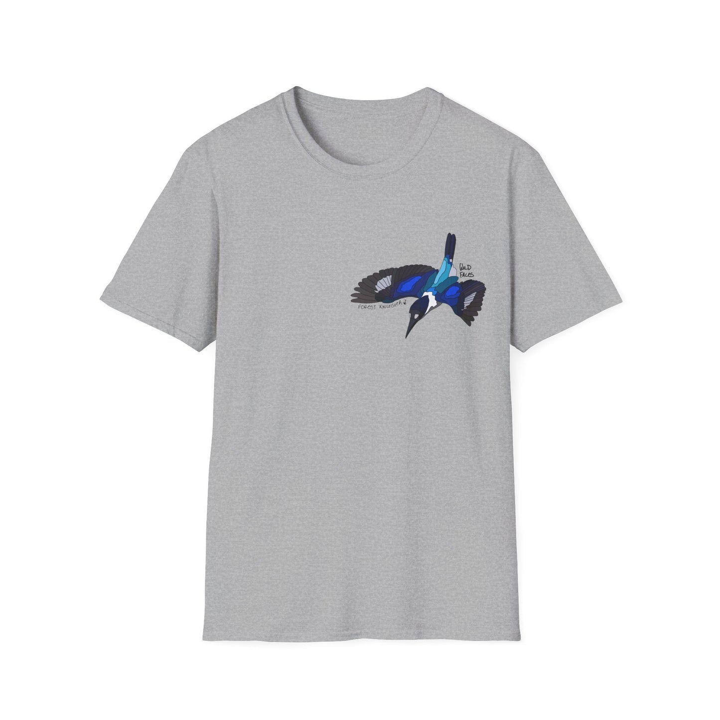 Forest Kingfisher (flying) - Small design - Unisex Softstyle T-Shirt